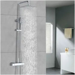 LuxusKollektion Duschsystem Duschsystem Chrom Thermostat Regenduschkopf Quadratisch 25 Cm-chrom