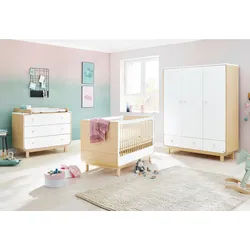 Pinolino Babyzimmer , Weiß, Ahornfarben , Holzwerkstoff , 5 Fächer , 3 Schubladen , in verschiedenen Größen erhältlich,zum Juniorbett umbaubar, höhenverstellbar, Sprossen mit Normabstand, Aufbauanleitung im Karton, Lattenrost inklusive, Schlupfsprossen , Babymöbel & Kindermöbel, Babyzimmer, Babyzimmer-Serien