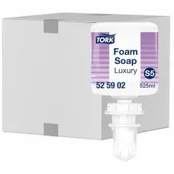 Tork luxuriöse Hand Mini Schaumseife S5, angenehmer Zitrusduft, Feuchtigkeitspendende, rückfettende und pH-hautfreundliche Handschaumseife, 1 Karton = 8 Flaschen à 525 ml