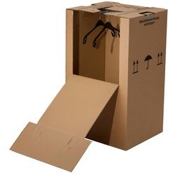 5 x Kleiderbox mini 40 kg Traglast stabiler Kleiderkarton mit Kleiderstange 2-wellig Umzugskarton Textilkarton BB-Verpackungen