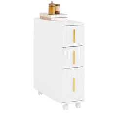 SoBuy Nischenwagen Weiß , Holzwerkstoff, Metall , 20x70x60 cm , Badezimmer, Badezimmerschränke, Midischränke