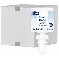 Tork mild duftende Mini Schaumseife S5 System, pflegend, Feuchtigkeitsspendende Handschaumseife für normale und trockene Haut, 1 Karton = 8 Flaschen à 525 ml