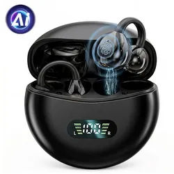 Vashoy Bluetooth kopfhörer mit ohrclip,offene KI-Übersetzung&Protokoll Bluetooth-Kopfhörer (148 Länder Übersetzungsfunktion, Bluetooth 5.4, Neuartiges Ohrclip-Design,IPX5 wasserdicht,geeignet für Sport und Büro) schwarz