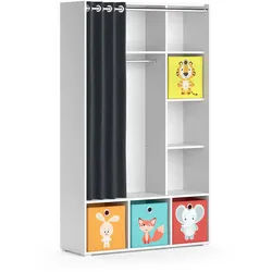 Vicco Kinderkleiderschrank Luigi Weiß 105.8 x 178.1 cm Mit Faltboxen (bunt) , Holzwerkstoff , 9 Fächer , Rechteckig , 105.8x178.1x38 cm , Babymöbel & Kindermöbel, Babyzimmer, Babyregale & Kinderregale