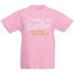 G-graphics T-Shirt Kommt auf die dunkle Seite der Macht, wir haben die Kekse! Kinder T-Shirt, mit Spruch / Statement rosa 140