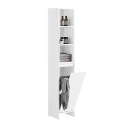 SoBuy Hochschrank Weiß , Holzwerkstoff , 30x170x30 cm , Badezimmer, Badmöbel, Hochschränke