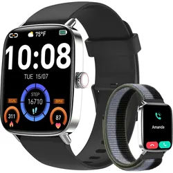 Yoever Smartwatch (4,7 cm, android ios), Smartwatch Herren 2025 mit Telefonfunktion IP68 1.85" HD Display schwarz