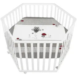 Roba Laufgitter 6-eckig, Adam & Eule , Weiß , Holzwerkstoff , Tiere , Sechseckig , 118.5x72.5x103.5 cm , Babymöbel & Kindermöbel, Babyzimmer, Laufgitter
