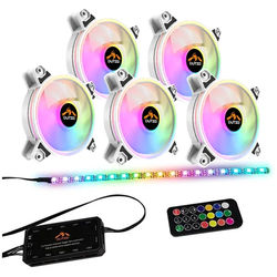 RGB Kit 5 - 5x fan white + 1x LED strip + remote & controller - 120mm - Weiß mit RGB-Beleuchtung - 24 dBA