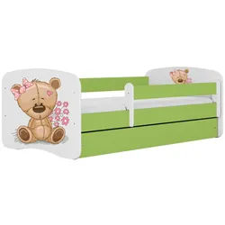 Raumhirsch Furniture Kinderbett Teddybärblumen mit Schublade und Matratze 140/70 , Grün , Holzwerkstoff , Rechteckig , 70x140 cm , FSC 100% , Babymöbel & Kindermöbel, Kinderzimmer & Jugendzimmer, Kinderbetten
