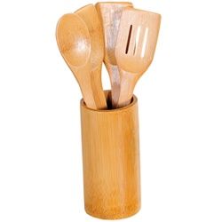 Kesper Küchenhelfer-Set, rund, 5-teilig, 1 x runder Besteckständer + 3 x Pfannenwender + 2 x Löffel, 1 Set