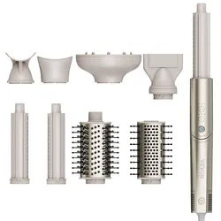 VEVOR 8-in-1-Lockenstab, 1,25-Zoll-Lockenstab-Set aus Keramik mit 2 Zylindern, 2 Bürsten, 4 Düsen für trockenes/glattes/lockiges/voluminöses Haar, Lockenstab für langes, mittellanges und kurzes Haar, für alle Haartypen