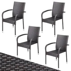Polyrattan Stapelstuhl Comfort 4er-Set Braun