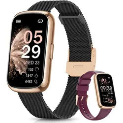 Sanorum CS5 Smartwatch (3,7 cm, android ios), Leichte Smartwatch für Damen mit Sport- und Gesundheitsfunktionen schwarz
