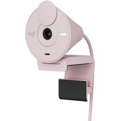 Logitech Brio 300 Full HD Webcam - ROSE, USB-C Anschluss, Integriertes Mikrofon, Abdeckblende, Monitor-/Notebook-Halterung