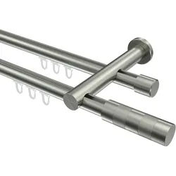GARDINENSTANGE INNENLAUF Platon Mavell 180 cm, 2-läufig, 20 mm Ø Edelstahl-Optik
