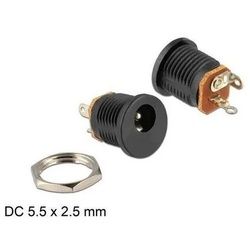 Delock 65690 - Einbaubuchse DC 2,5 x 5,5 mm Lötversion Computer-Kabel, DC, DC schwarz