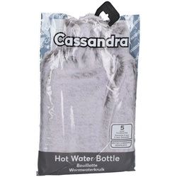 Cassandra Wärmflasche mit Kunstpelzhülle Hellgrau 1,8L
