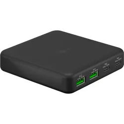 Goobay Multiport 4-fach Tischladegerät (65 W) schwarz - Ladeport mit 2x USB-CTM-Anschlüssen (Power Delivery) und 2x USB-A-Anschlüssen (Quick Charge 3.0)