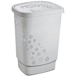 ROTHO Wäschekorb Flowers, 55 Liter, Blumenmuster grau