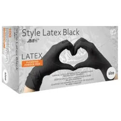 Style Latex Black Einmalhandschuhe, puderfrei, schwarz, Unsterile Latexhandschuhe mit gutem Tastempfinden, 1 Packung = 100 Stück, Größe S