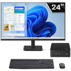 SYSTEMTREFF Mini Mini-PC (24 Zoll, Intel Core i7 150U, Iris Xe, 16 GB RAM, 512 GB SSD, Luftkühlung) schwarz