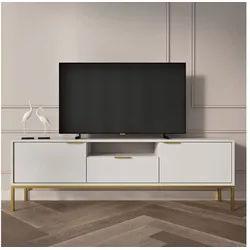 Raumhirsch Furniture Lowboard stehend - TV Schrank Austin 135 / 175 cm (TV-Board, Lowboard mit 2 Türen, 1 Schublade und 1 Ablage), modernes Design, robuste Laminatplatte, elegante Metallgriffe 135 cm x 56 cm x 33 cm