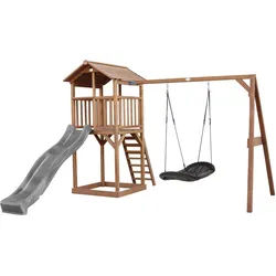 Ambia Garden Spielturm , Braun, Grau, Schwarz , Holz, Kunststoff , 356.6x241.9x349 cm , EN 71, CE, FSC 100% , Freizeit & Co, Gartenspielzeug, Spieltürme
