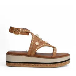 Alpe für Damen. 549514 Braune Kenia Ledersandalen (37), 3 bis 5 cm, Schnalle, Lässig