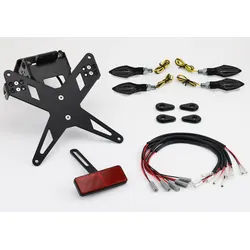 PROTECH Komplett-Set Plug and Play Kennzeichenhalter mit 4 LED-Blinkern Edelstahl/Aluminium pulverbeschichtet schwarz, schwarz