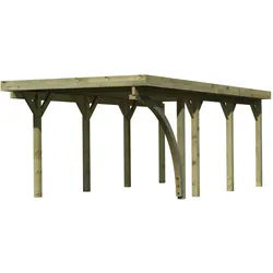 Karibu Carport Einzelcarport Classic Einzel 2 PVC Dach inkl. 1 Rundbogen (Holzcarport)