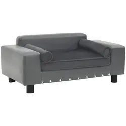 vidaXL Hundekorb Hundesofa Grau 81x43x31 cm Plüsch und Kunstleder grau