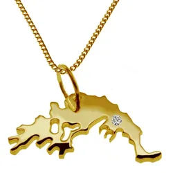 schmuckador Kette mit Anhänger 50cm Kette + Griechenland mit Brillant 585 Gold