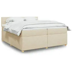vidaXL Boxspringbett, Boxspringbett mit Matratze Creme 200x200 cm Stoff