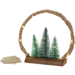 ECD-Germany Weihnacht Figur Jute Kreis , Naturfarben , Holz , 34x30x7.5 cm , Dekoration, Weihnachtsdekoration