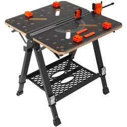VEVOR Werk-und Spanntisch 454kg Tragfähigkeit 70x65cm Große Arbeitsfläche Klappbar 60–92cm Höhenverstellbar Werkbank MDF-Tischplatte Q195-Stahl-Rahmen Arbeitstisch zum Sägen Schleifen Reinigen