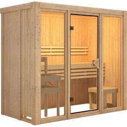 Karibu Sauna Avari 2 Superior mit Fronteinstieg 68 mm - 230 Volt Plug & Play Ohne Dachkranz Ohne Ofen