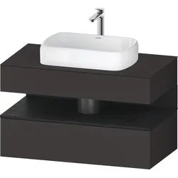 Duravit Qatego Konsolenwaschtischunterbau, 1 Auszug, 1 Schubkasten, Ausschnitt mittig, 1000x550x600mm, Nische Eiche Schwarz, QA4731016800010, Farbe: Graphit Supermatt/mit Nischenbeleuchtung