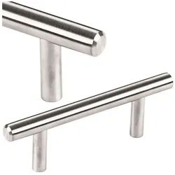 SO-TECH® Möbelgriff Stangengriff G14 echt Edelstahl massiv Ø 10 mm inkl. Schraub, Bohrlochabstand (BA) 64 mm gebürstet Schrankgriff silberfarben Bohrlochabstand: 64 mm