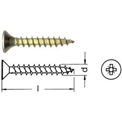 Spanplattenschraube Senkkopf Pozidrive - 3,0 x 12 / 0,04 / PZ1