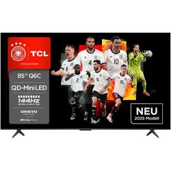 TCL 85Q6CX1 QLED Mini LED-Fernseher (215 cm/85 Zoll, 4K Ultra HD, Google TV, Smart-TV, 144 Hz, 4K HDR Premium, Smart TV, Apple TV, Multi-HDR und Dolby Vision) schwarz