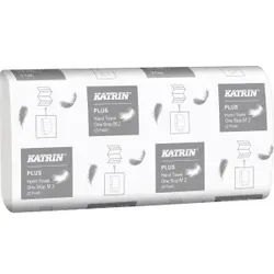 KATRIN Plus One Stop M 2, Interfold Papierhandtuch, 23,5 x 25 cm, Hochwertiges Falt-Handtuch, 2-lagig, hochweiß, 1 Karton = 21 Packungen à 144 Tücher