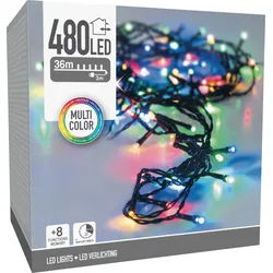 LED-Lichterkette bunt, 480 LEDs, Grünes Kabel, Innen/Außen, 39m, 8 Funk.