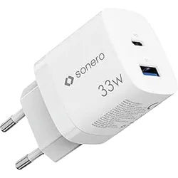 SONERO USB-C & USB-A GaN Ladegerät, X-PS121, 2 Port, 33W, weiß