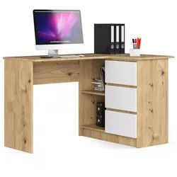 Raumhirsch Furniture Schreibtisch Eiche Artisan, Weiß 77/124/85 , Holzwerkstoff , Rechteckig , 124x77x85 cm , Büromöbel, Schreibtische, Schreibtische