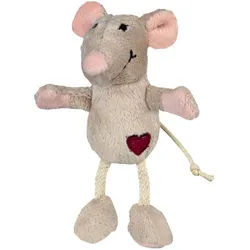 TRIXIE Tierkuscheltier Maus, Plüsch mit Catnip für Katzen mit Herz 11 cm