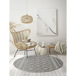 the carpet Teppich Calgary round, rund, Höhe: 1 mm, moderner robuster In und Outdoor Teppich grau Ø 160 cm x 1 mm