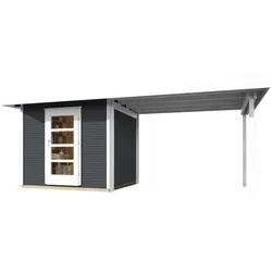 Weka Gartenhaus Designhaus wekaLine 172 B mit Anbau (295 cm)-B Gr. 2 (530 x 240 cm)-anthrazit - 50 % Rabatt auf Dacheindeckung