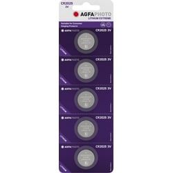 Agfaphoto Batterie Lithium, Knopfzelle, CR2025, 3V Extreme, Retail Blister (5-Pack)