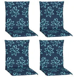 Gardenson Sesselauflage , Hellblau, Dunkelblau , Textil , 4-teilig , Blume , Füllung: Schaumstoff, Fleece , 50x6x100 cm , bügelfrei, formstabil, für den Außenbereich geeignet, wetterfest, mittels Bändern zu befestigen, mittels Gurtband zu befestigen , Gartenmöbel, Gartenpolster & Auflagen, Sesselauflagen